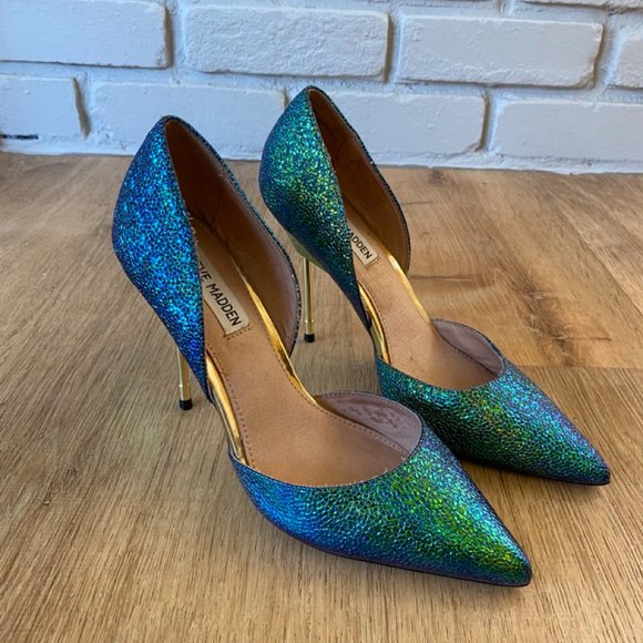 Steve Madden Shoes - Steve Madden Gettout Stiletto Heel in Mermaid Blue & Green, Size US 7.5M #061